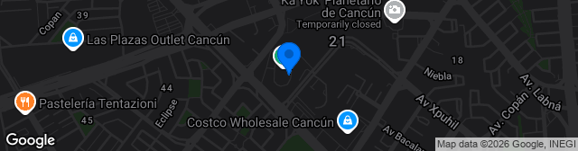Map showing Estadio Olímpico Andrés Quintana Roo
