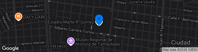 Map showing Estadio Olímpico Ing. Marte R. Gómez
