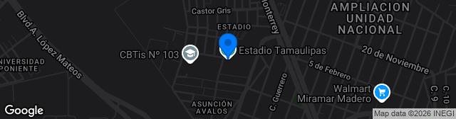 Map showing Estadio Tamaulipas
