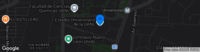 Map showing Estadio Universitario de Nuevo León
