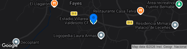 Map showing Estadio Villarea. Valdesoto C.F.