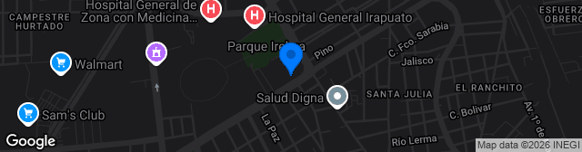 Map showing Estadio Sergio León Chávez
