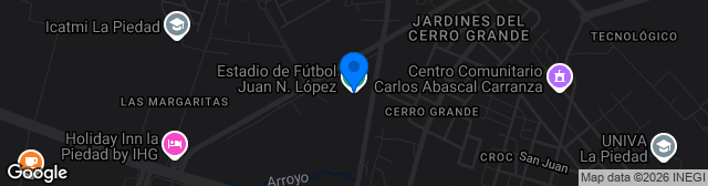 Map showing Estadio Juan N. López