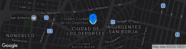 Map showing Estadio Ciudad de los Deportes