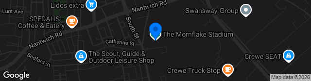 Map showing Mornflake Stadium