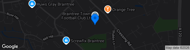 Map showing Cressing Road Stadium
