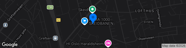 Map showing Nordre Åsen kunstgress