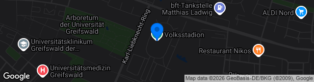 Map showing Volksstadion Greifswald