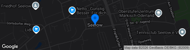 Map showing Sparkassenarena Stadt Seelow