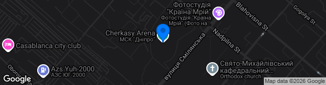 Map showing Cherkasy Arena