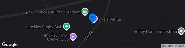 Map showing The Greene King Stadium (De Montfort Park)