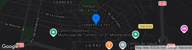 Map showing Estadio Municipal de Torrero