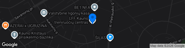 Map showing LFF Kauno treniruočių centras