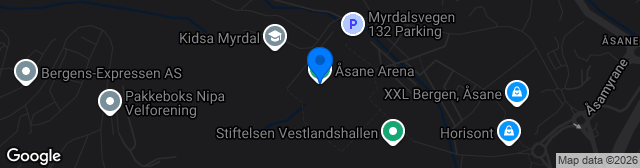 Map showing Åsane Arena