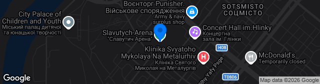 Map showing Slavutych-Arena