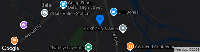 Map showing Maes Tegid