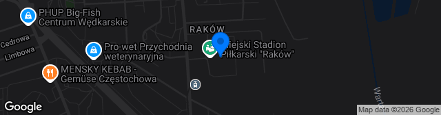 Map showing Miejski Stadion Piłkarski Raków