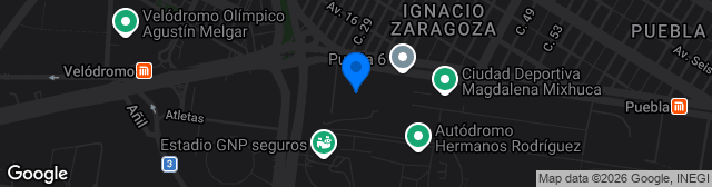 Map showing Estadio Jesús Martínez