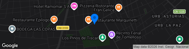 Map showing Estadio Municipal Paco Gálvez