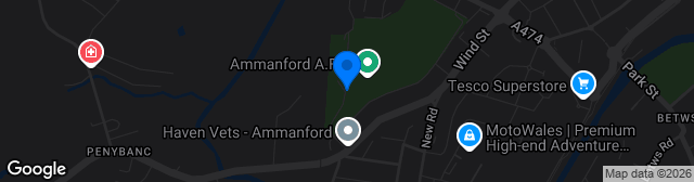 Map showing Ammanford Recreation Ground