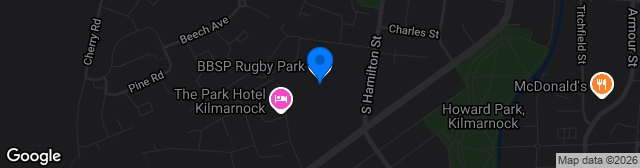 Map showing The BBSP Stadium Rugby Park