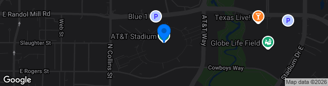 Map showing AT&T Stadium