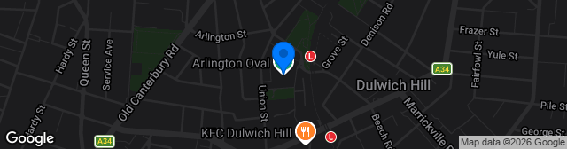 Map showing Arlington Oval