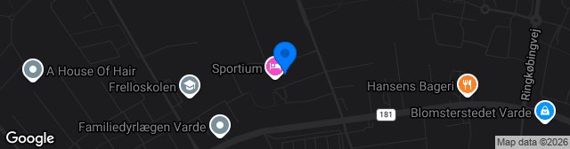 Map showing Vestjysk Bank Stadion Varde