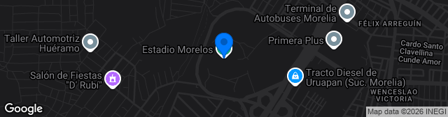 Map showing Estadio Generalísimo José María Morelos y Pavón