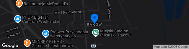 Map showing Boisko sztuczna murawa Raków