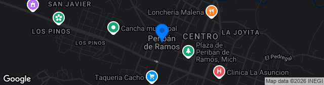 Map showing Cancha Municipal de Peribán
