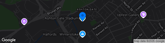 Map showing Ashton Gate Stadium