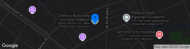 Map showing Stadion Vorskla im. Oleksiya Butovskoho