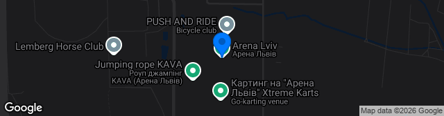 Map showing Arena Lviv