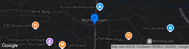Map showing Rasenplatz FC Mühlhausen
