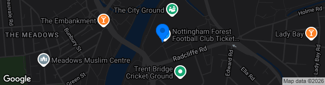 Map showing Nottingham Forest Football Academy