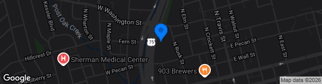 Map showing Sherman Bearcat Stadium