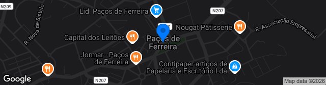 Map showing Campo de Treinos do Paços de Ferreira