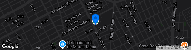 Map showing Estadio Cancún 86