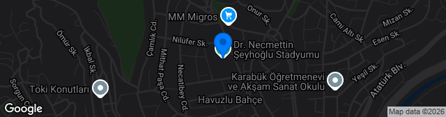 Map showing Dr. Necmettin Şeyhoğlu Stadı