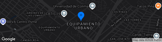 Map showing Estadio Olímpico Universitario de Colima