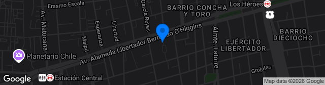 Map showing Estadio Nacional Julio Martínez Prádanos