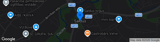 Map showing Saldus pilsētas stadionā