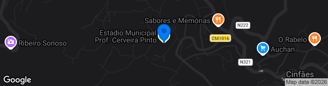 Map showing Estádio Municipal Cerveira Pinto