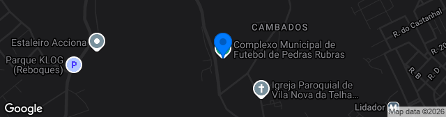 Map showing Estádio Municipal de Pedras Rubras