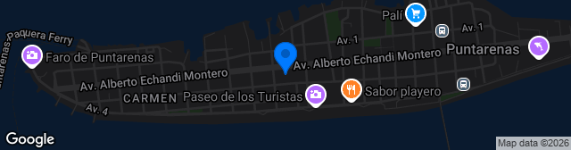 Map showing Estadio Municipal de Puntarenas Miguel Ángel Lito Pérez Treacy
