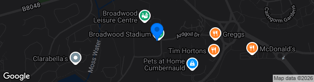 Map showing Broadwood Stadium