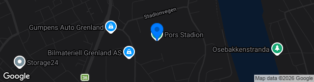Map showing Pors Stadion