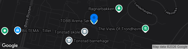 Map showing TOBB Arena Sør