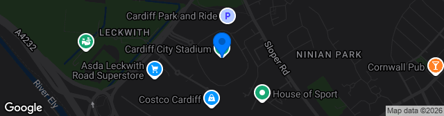 Map showing Cardiff City Stadium
